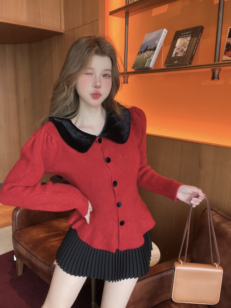 Unique sweater mixed colors coat for women