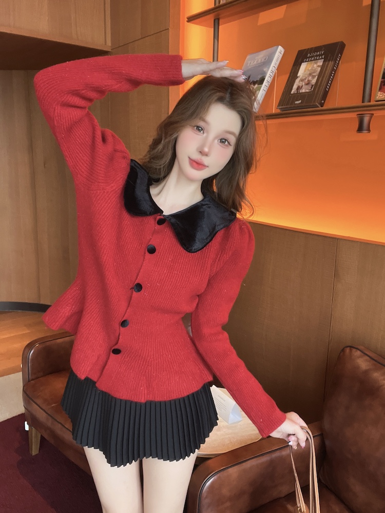 Unique sweater mixed colors coat for women