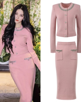 Chanelstyle show young tops ladies pink skirt a set