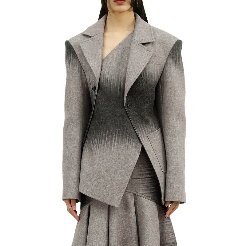 Pseudo-two business suit woolen coat for women