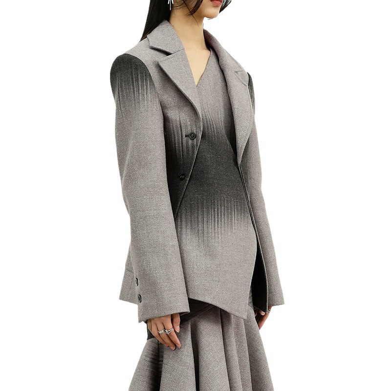 Pseudo-two business suit woolen coat for women