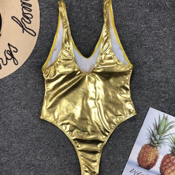 Silver gold temperament glossy separate swimwear a set