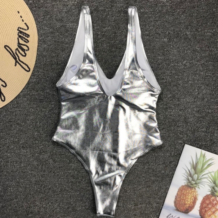 Silver gold temperament glossy separate swimwear a set