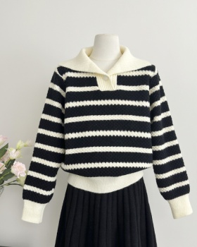 Autumn and winter all-match stripe lazy sweater for women