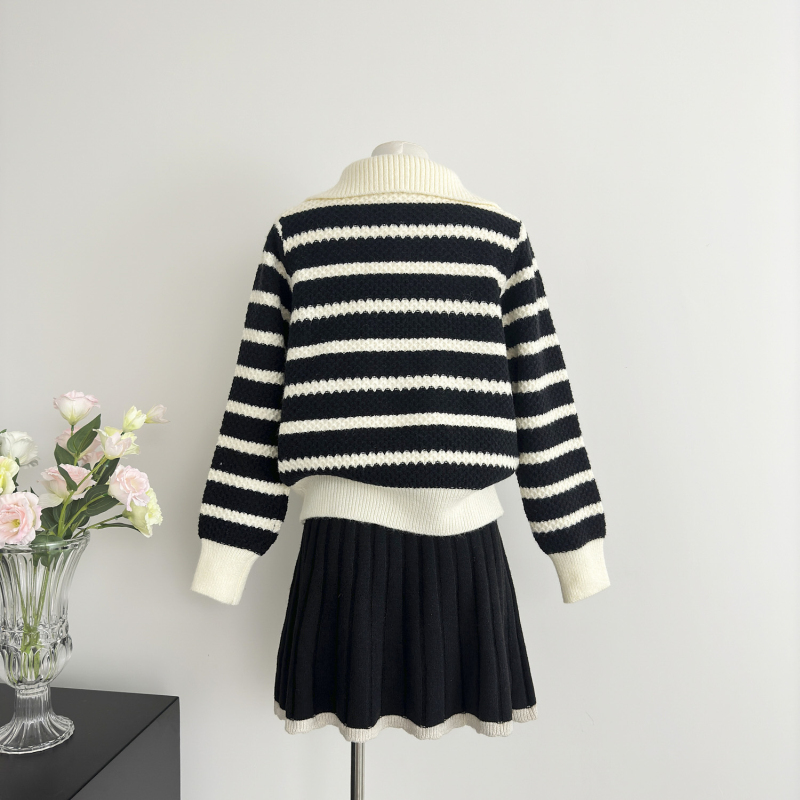 Autumn and winter all-match stripe lazy sweater for women