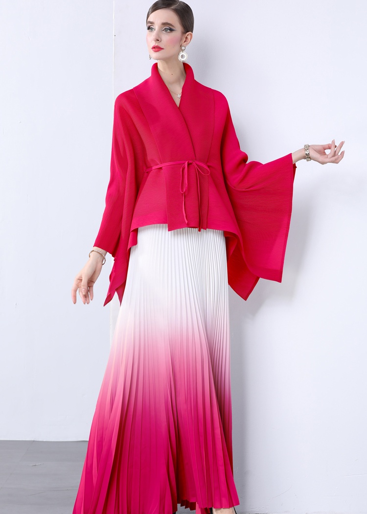 Blooming frenum pleated skirt gradient Pleats Please jacket