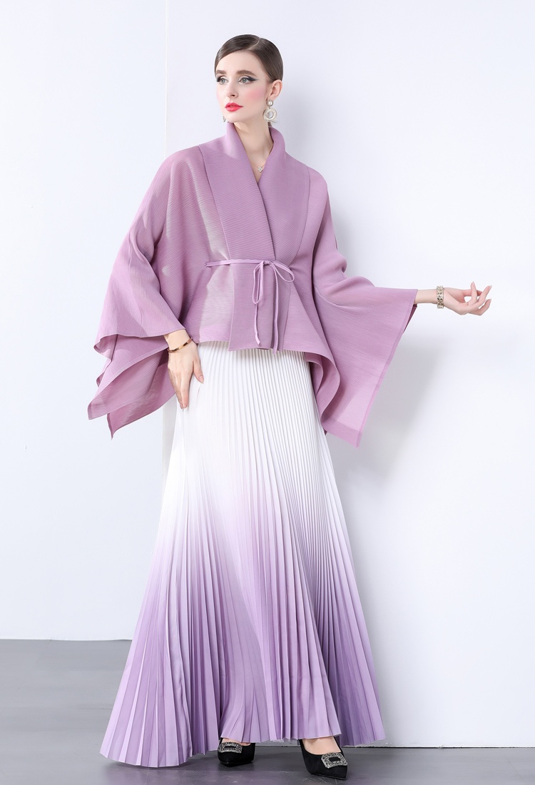 Blooming frenum pleated skirt gradient Pleats Please jacket