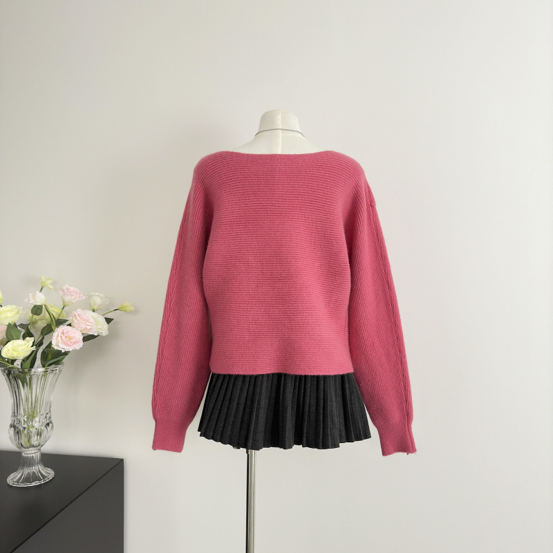 Loose long sleeve pullover pit stripe sweater