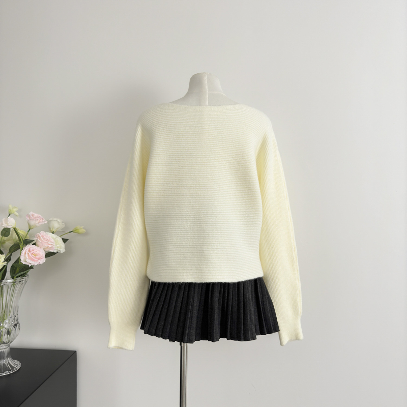 Loose long sleeve pullover pit stripe sweater