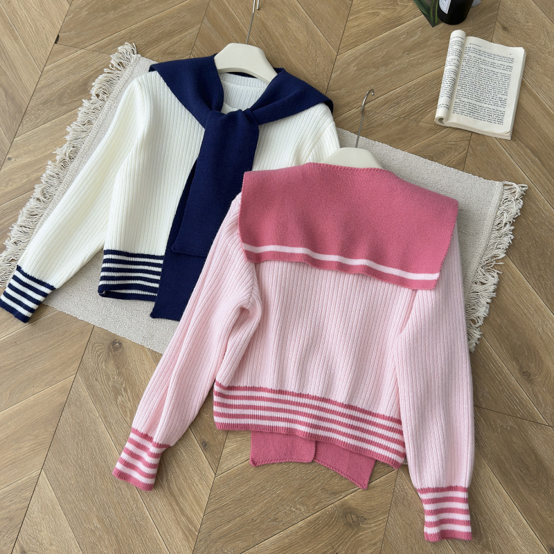 Niche loose tops mixed colors college style sweater for women