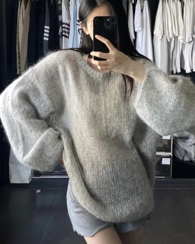 Loose mohair long sleeve sweater