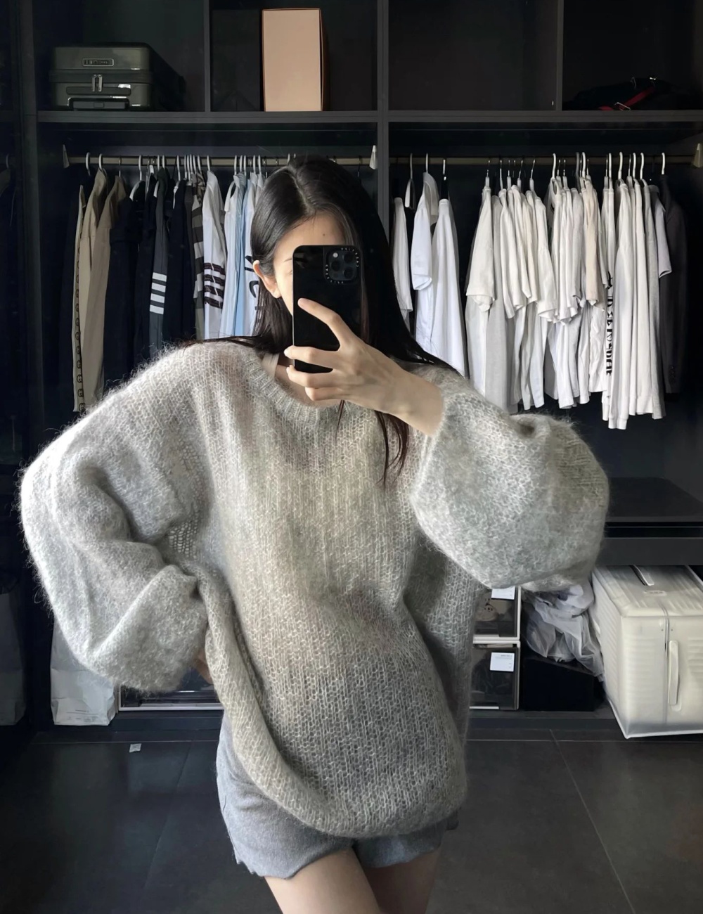 Loose mohair long sleeve sweater