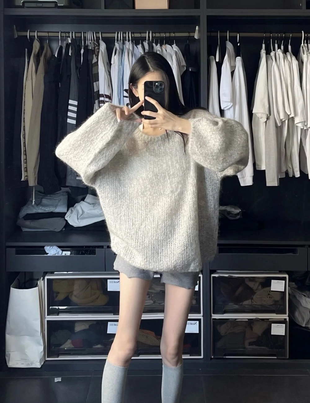 Loose mohair long sleeve sweater