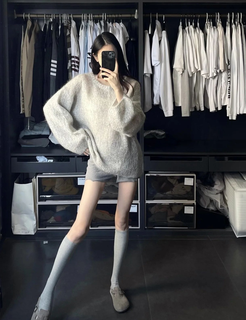 Loose mohair long sleeve sweater