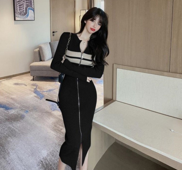 Slim long sweater autumn and winter dress for women