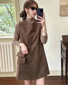 France style dress leather cashmere bottoming shirt 2pcs set