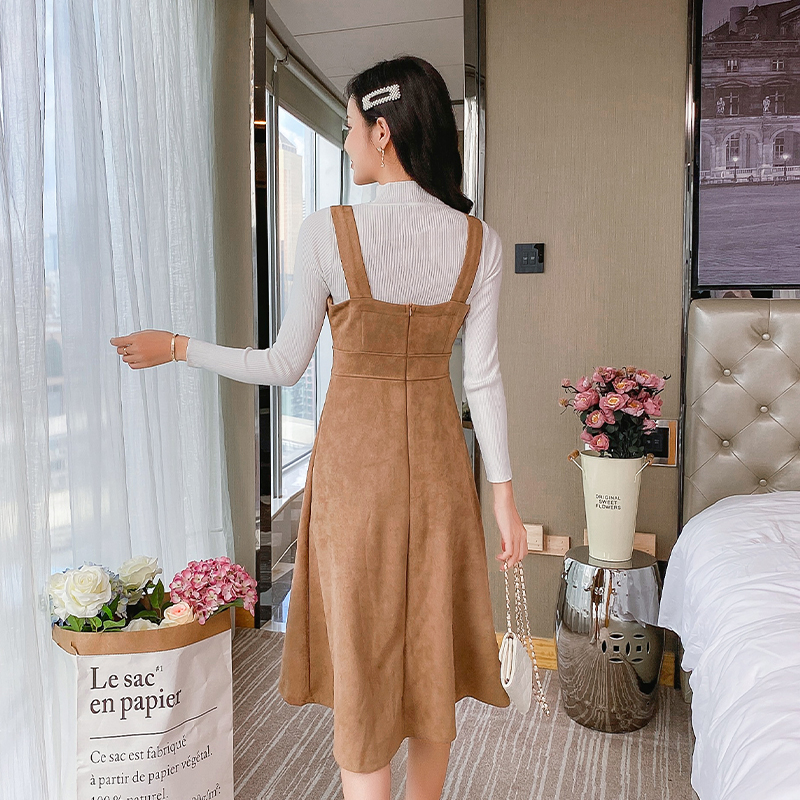 Long dress strap dress 2pcs set for women