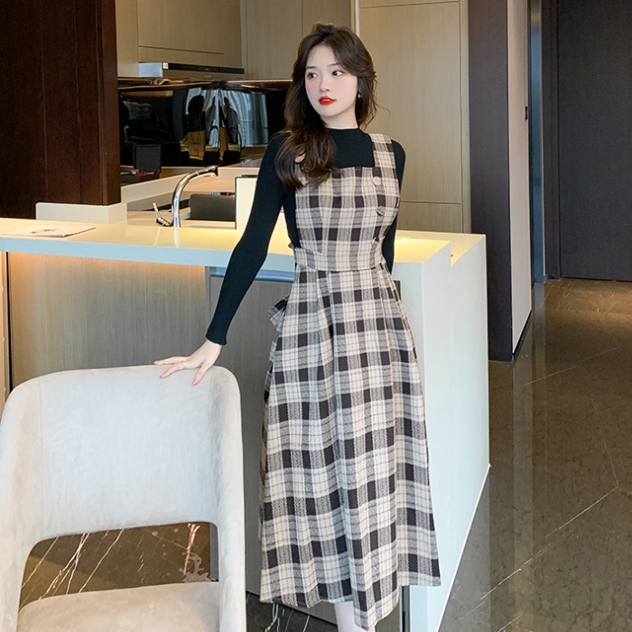 Autumn and winter sweater strap dress 2pcs set for women