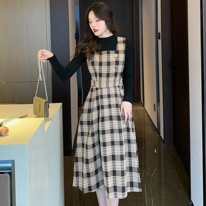 Autumn and winter sweater strap dress 2pcs set for women