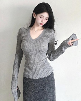 Long sleeve lazy tops slim sweater for women