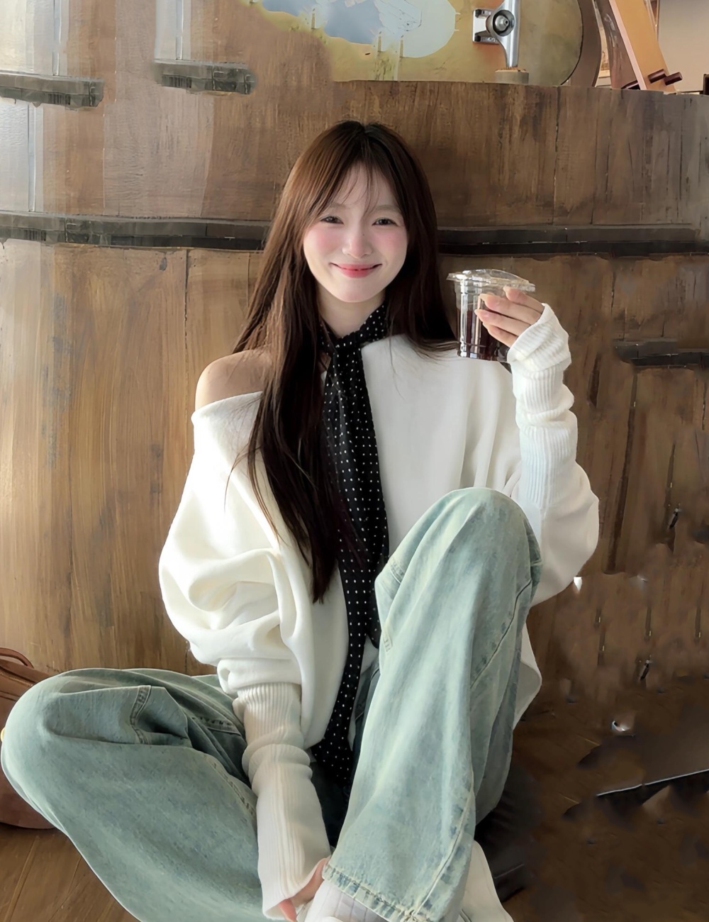 White autumn irregular tops loose bat sleeve sweater for women