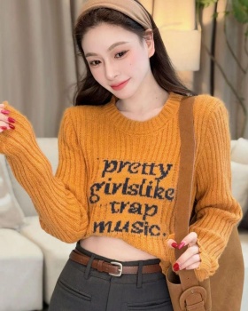 Pullover letters round neck printing pure sweater