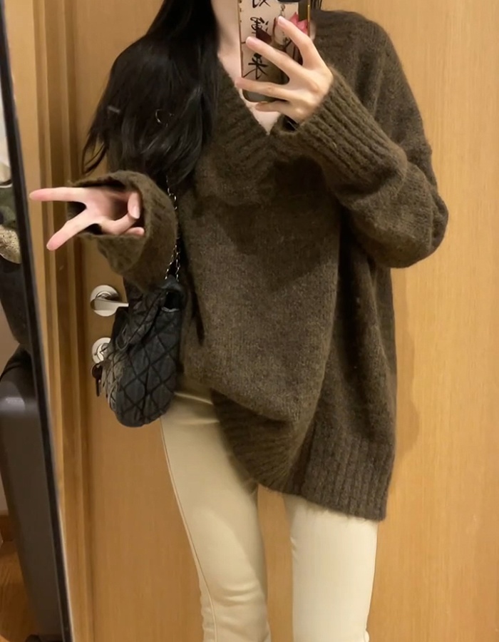 Long loose tops autumn and winter pullover sweater for women