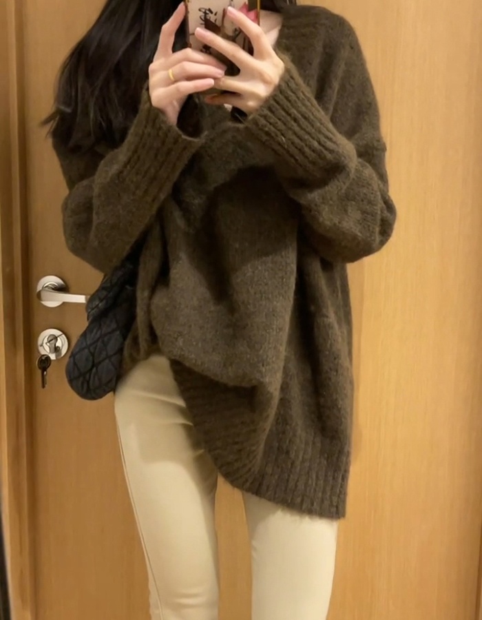 Long loose tops autumn and winter pullover sweater for women