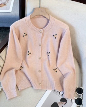 All-match tender coat France style embroidered cardigan