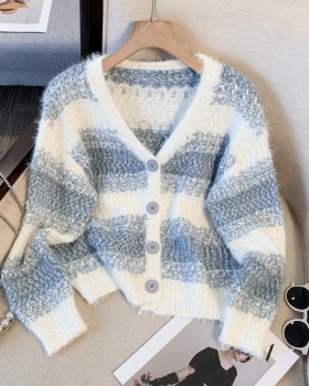 Knitted sweet coat spring and autumn stripe tops