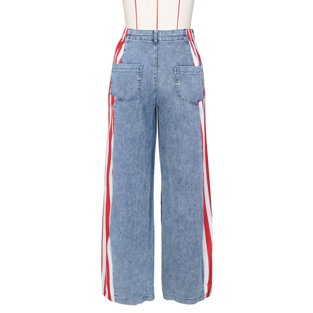 Denim wide leg fashion long pants straight printing Casual jeans