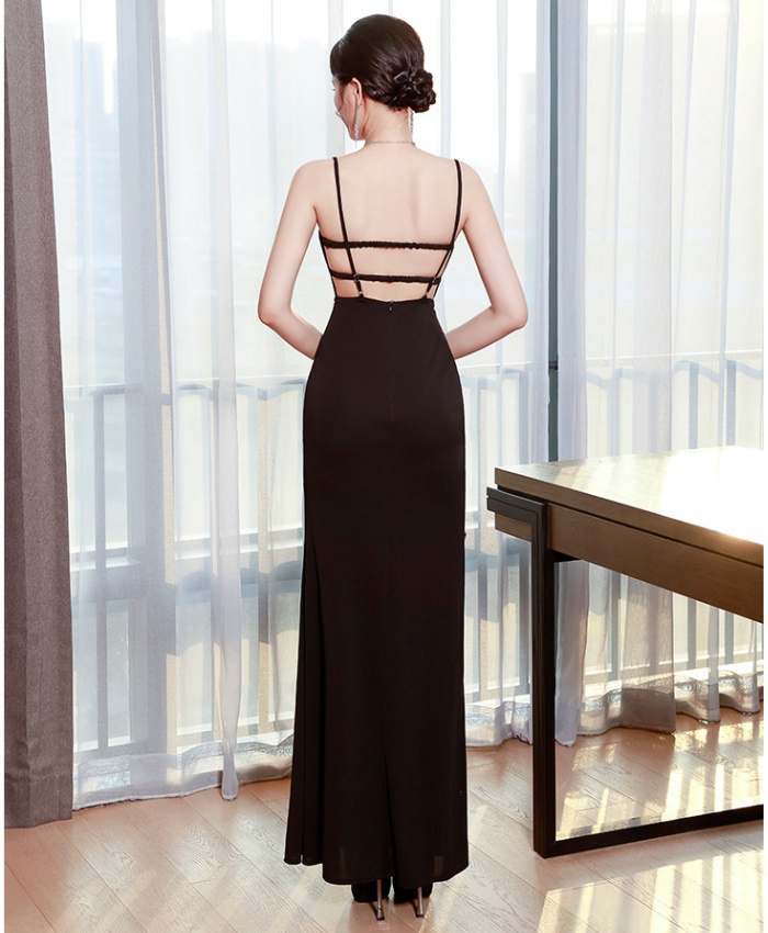 Sexy hollow slim halter autumn night show dress