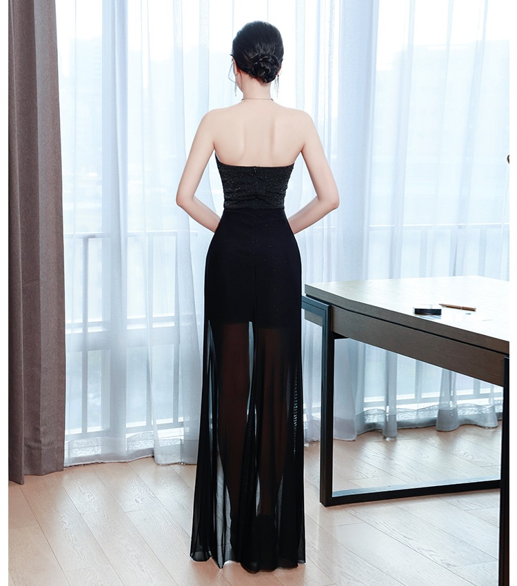 Fashion wrapped chest long dress nightclub formal dress