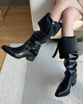 Fashion side zipper pants pointed boots