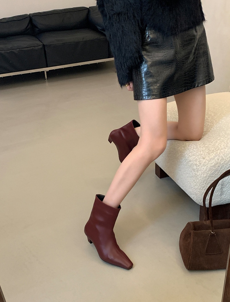 Winter niche boots cat square head short boots for women