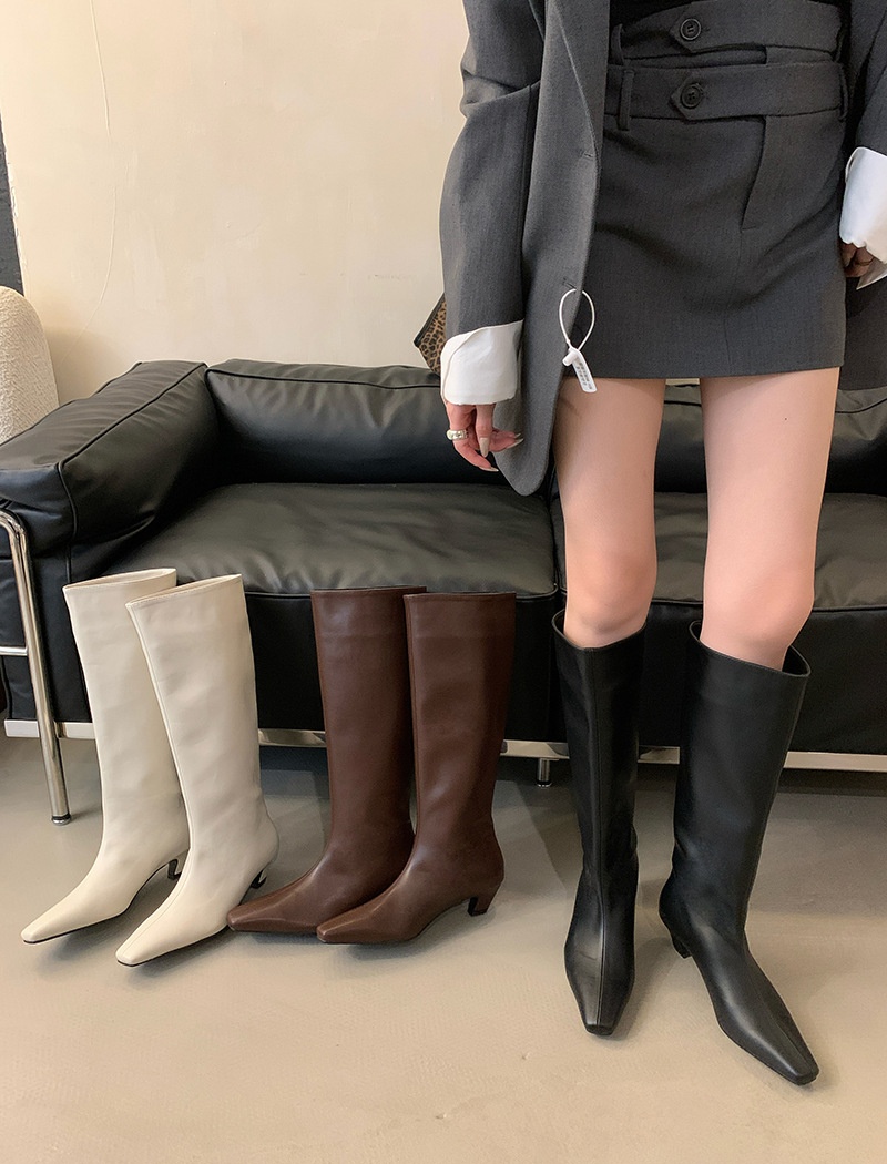 Slim low boots leather face not exceed knee thigh boots