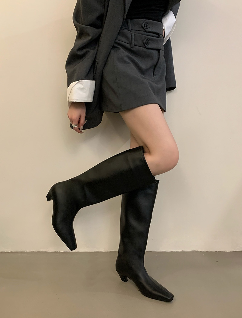 Slim low boots leather face not exceed knee thigh boots