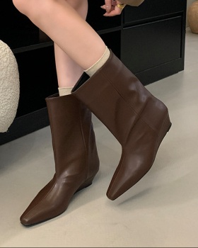 Cozy temperament short boots low cylinder square head boots