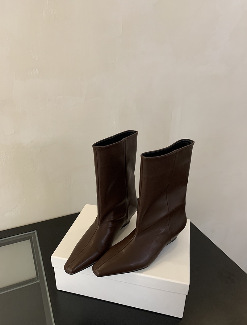 Cozy temperament short boots low cylinder square head boots