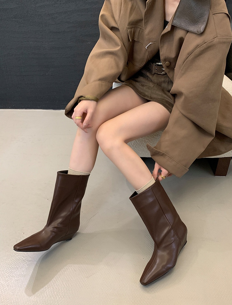 Cozy temperament short boots low cylinder square head boots