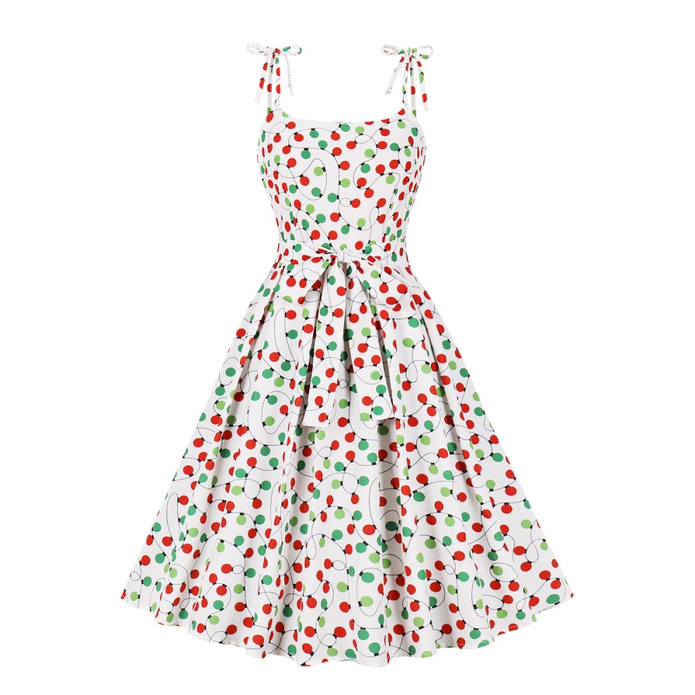 Bow barbie bandage christmas sling polka dot dress