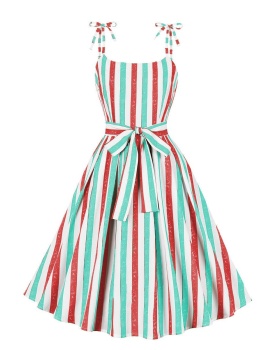 Bandage barbie stripe sling christmas bow dress