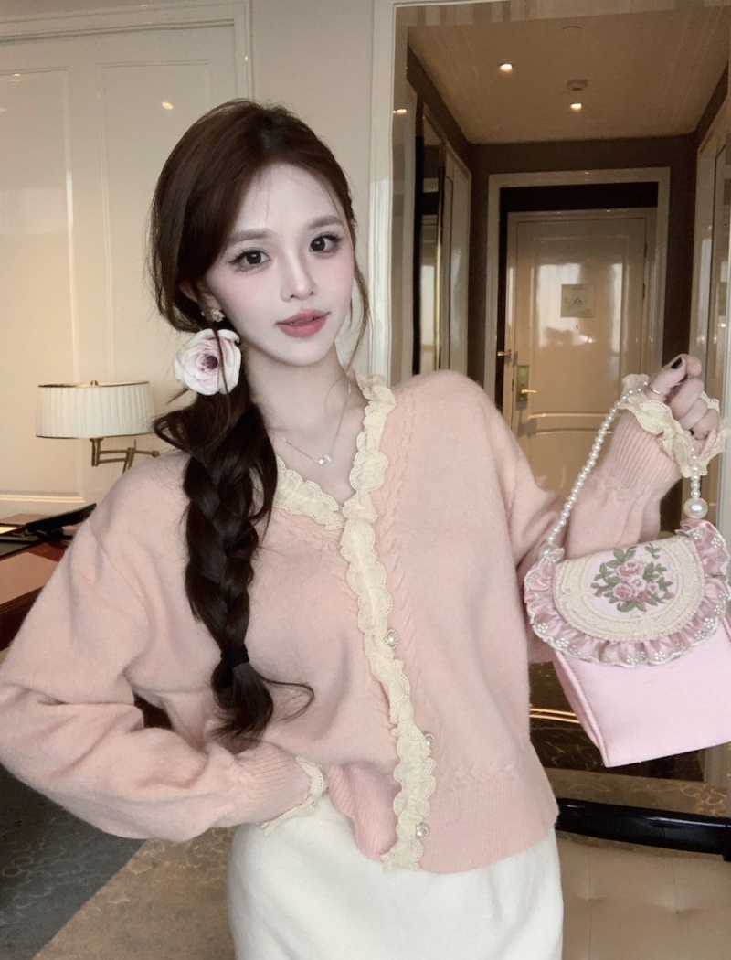 Knitted Korean style sweet sweater short loose coat