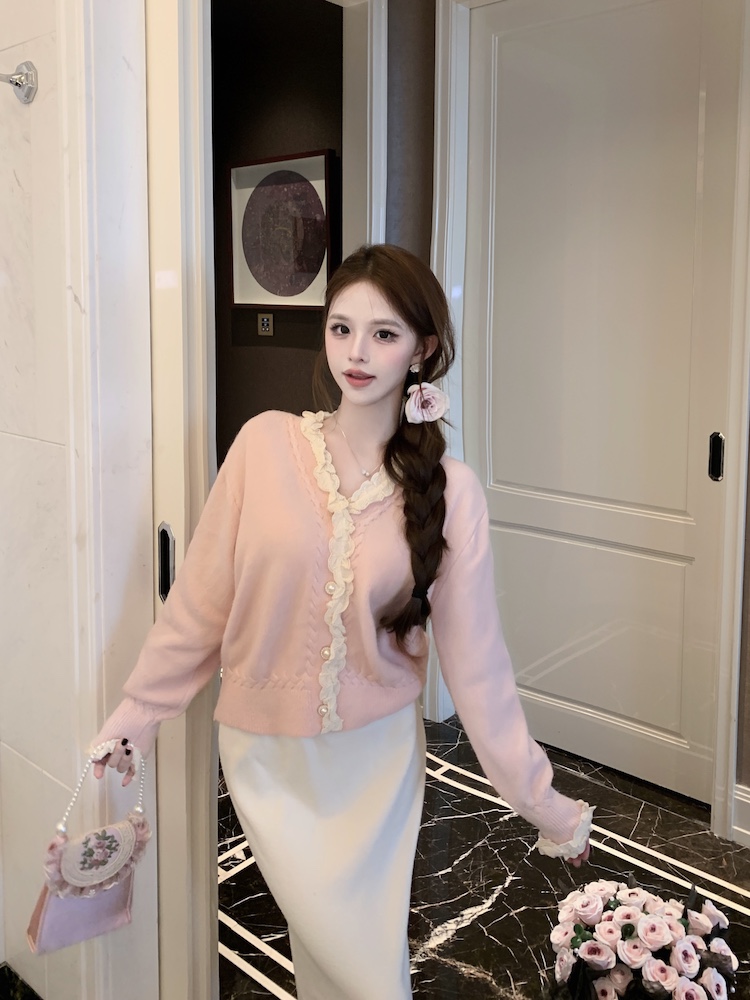 Knitted Korean style sweet sweater short loose coat