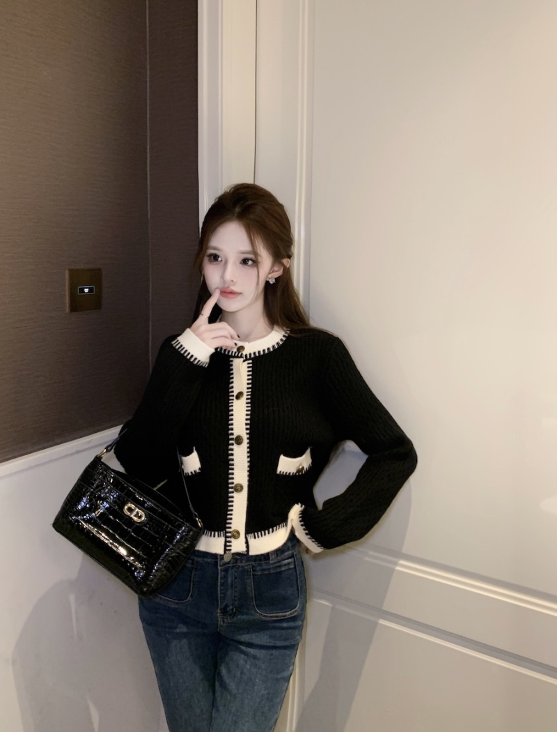 Short knitted coat temperament chanelstyle sweater for women