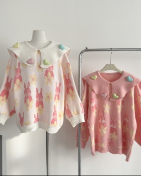 Pullover autumn loose jacquard large yard cartoon tops