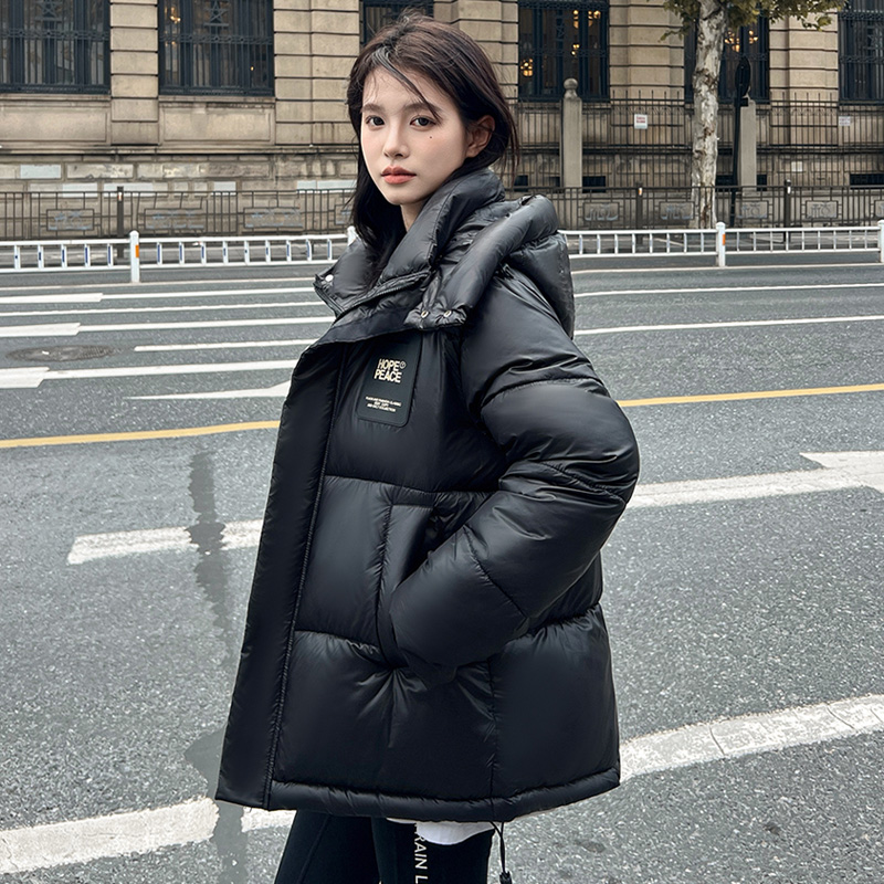 Black winter coat college style thick cotton coat