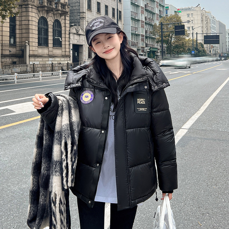 Black winter coat college style thick cotton coat