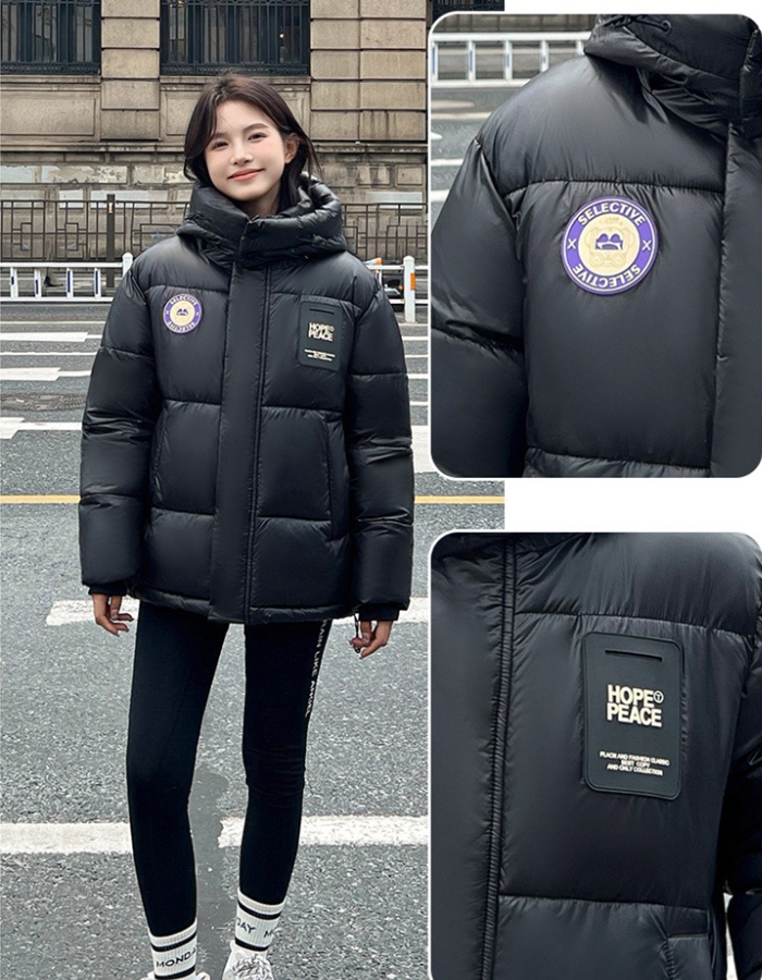 Black winter coat college style thick cotton coat