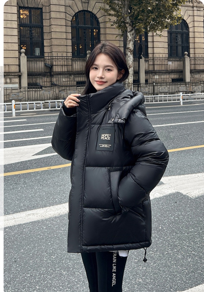 Black winter coat college style thick cotton coat